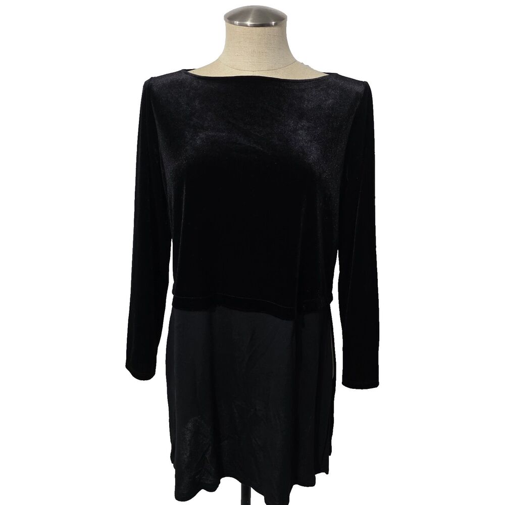 NWT J. Jill Wearever Velvet Layered Tunic Top Black Petite Small PS $89